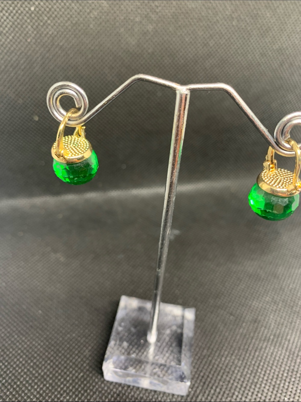 Kate Spade Gold and Emerald Green Faceted Drop Earrings -
